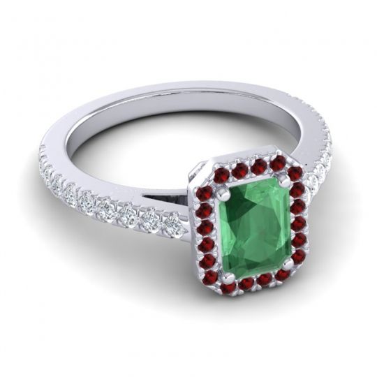 Halo Emerald Cut Shakti Ring, 7x5mm