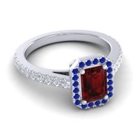 Halo Emerald Cut Shakti Ring, 7x5mm