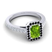 Halo Emerald Cut Shakti Ring, 7x5mm