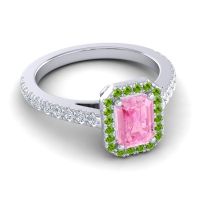 Halo Emerald Cut Shakti Ring, 7x5mm