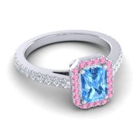 Halo Emerald Cut Shakti Ring, 7x5mm