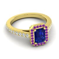 Halo Emerald Cut Shakti Ring, 7x5mm
