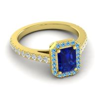 Halo Emerald Cut Shakti Ring, 7x5mm