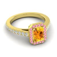 Halo Emerald Cut Shakti Ring, 7x5mm