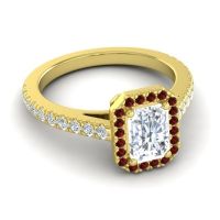 Halo Emerald Cut Shakti Ring, 7x5mm