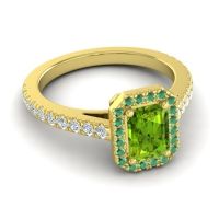Halo Emerald Cut Shakti Ring, 7x5mm