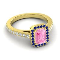 Halo Emerald Cut Shakti Ring, 7x5mm