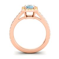 Halo Emerald Cut Shakti Ring, 7x5mm