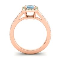 Halo Emerald Cut Shakti Ring, 7x5mm