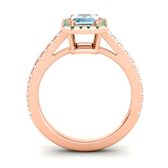 Halo Emerald Cut Shakti Ring, 7x5mm