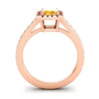 Halo Emerald Cut Shakti Ring, 7x5mm
