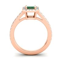 Halo Emerald Cut Shakti Ring, 7x5mm