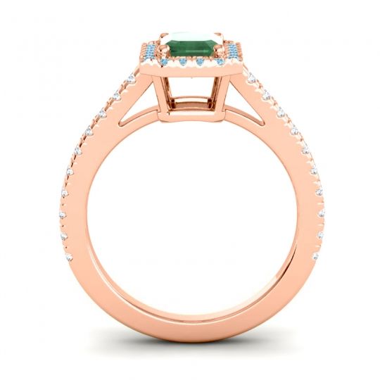 Halo Emerald Cut Shakti Ring, 7x5mm