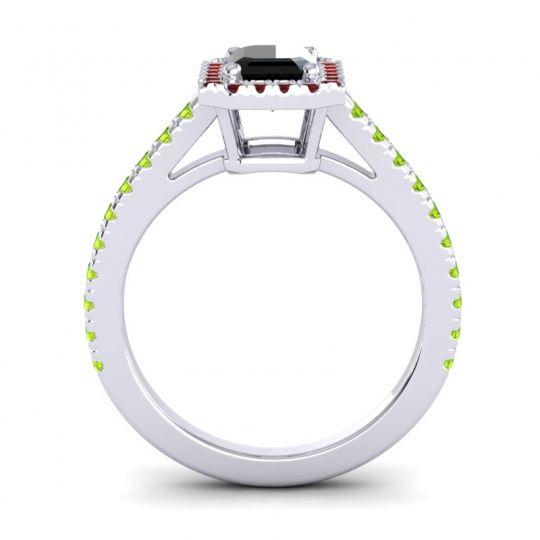 Halo Emerald Cut Shakti Ring, 7x5mm