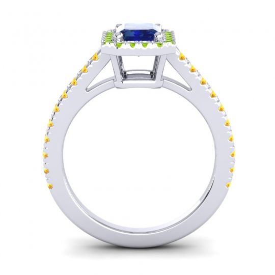 Halo Emerald Cut Shakti Ring, 7x5mm