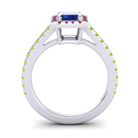 Halo Emerald Cut Shakti Ring, 7x5mm