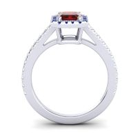 Halo Emerald Cut Shakti Ring, 7x5mm