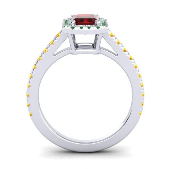 Halo Emerald Cut Shakti Ring, 7x5mm