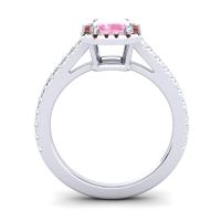Halo Emerald Cut Shakti Ring, 7x5mm