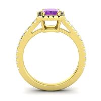 Halo Emerald Cut Shakti Ring, 7x5mm