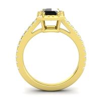 Halo Emerald Cut Shakti Ring, 7x5mm