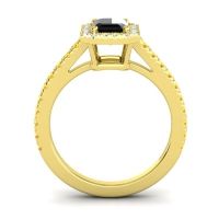 Halo Emerald Cut Shakti Ring, 7x5mm