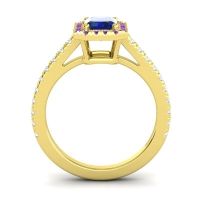 Halo Emerald Cut Shakti Ring, 7x5mm
