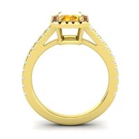 Halo Emerald Cut Shakti Ring, 7x5mm