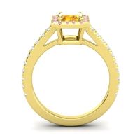 Halo Emerald Cut Shakti Ring, 7x5mm