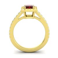 Halo Emerald Cut Shakti Ring, 7x5mm