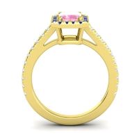 Halo Emerald Cut Shakti Ring, 7x5mm