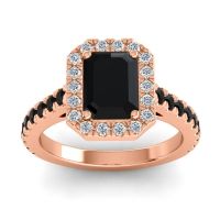 Black Onyx Ring In 14K Rose Gold With Lab Diamond Asta Emerald Classic Ring