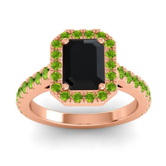 Halo Emerald Cut Asta Ring, 8x6mm