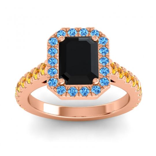 Halo Emerald Cut Asta Ring, 8x6mm
