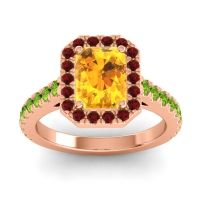 Citrine Ring In 14K Rose Gold With Garnet And Peridot Asta Emerald Classic Ring