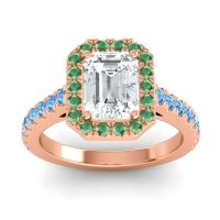 Halo Emerald Cut Asta Ring, 8x6mm