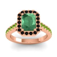Emerald Ring In 18K Rose Gold With Black Onyx And Peridot Asta Emerald Classic Ring