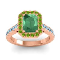 Emerald Ring In 18K Rose Gold With Peridot And Aquamarine Asta Emerald Classic Ring