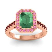 Halo Emerald Cut Asta Ring, 8x6mm