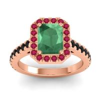 Emerald Ring In 18K Rose Gold With Ruby And Black Onyx Asta Emerald Classic Ring