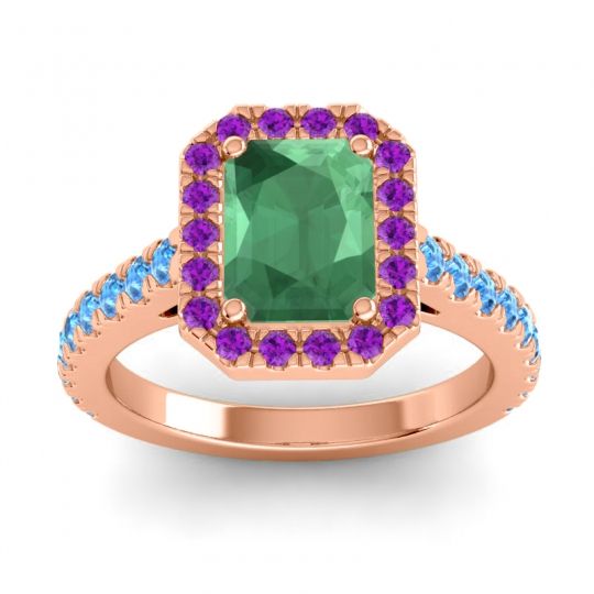 Halo Emerald Cut Asta Ring, 8x6mm