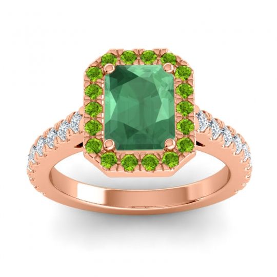 Halo Emerald Cut Asta Ring, 8x6mm