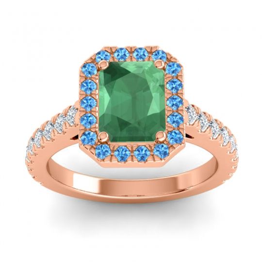 Halo Emerald Cut Asta Ring, 8x6mm