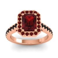Garnet Ring In 14K Rose Gold With Black Onyx Asta Emerald Classic Ring