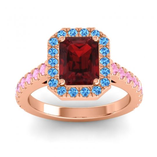 Halo Emerald Cut Asta Ring, 8x6mm