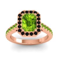 Halo Emerald Cut Asta Ring, 8x6mm