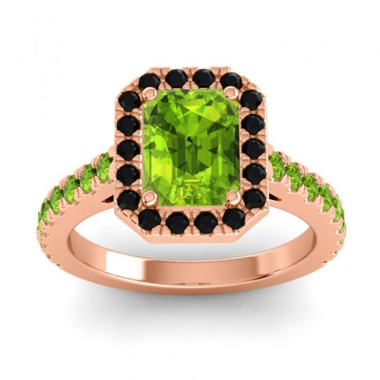 Halo Emerald Cut Asta Ring, 8x6mm
