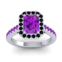 Halo Emerald Cut Asta Ring, 8x6mm