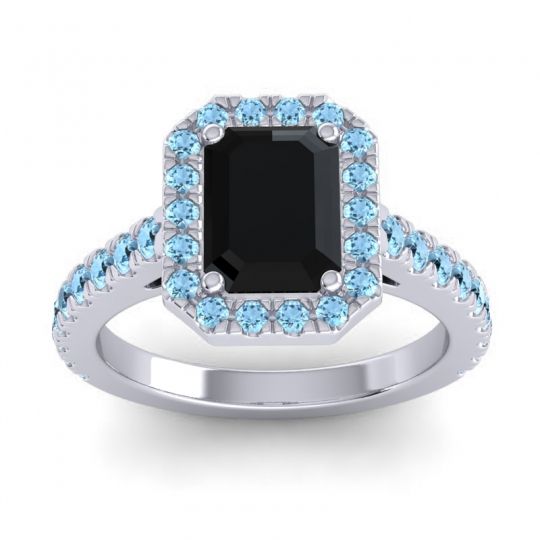 Halo Emerald Cut Asta Ring, 8x6mm