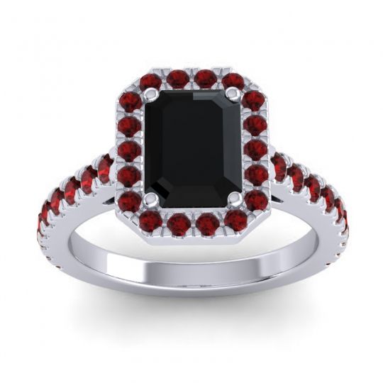 Halo Emerald Cut Asta Ring, 8x6mm